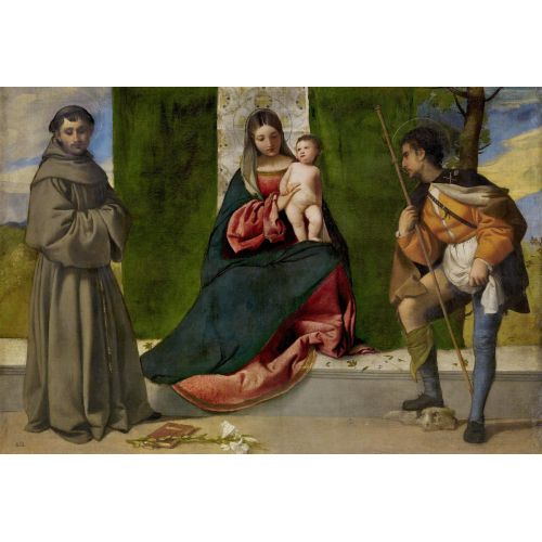 Titian, The Virgin And Child Between Saint Anthony Of Padua And Saint Roque Prado Titian, The Virgin And Child Between Saint Anthony Of Padua And Saint Roque Prado