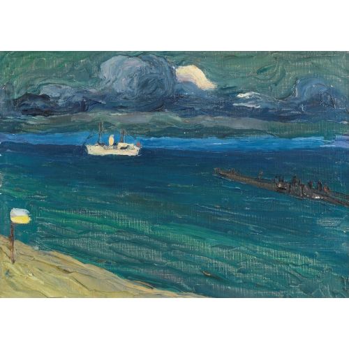 Rapallo Deniz Manzarası İle Vapur, Wassily Kandinsky Rapallo Deniz Manzarası İle Vapur, Wassily Kandinsky