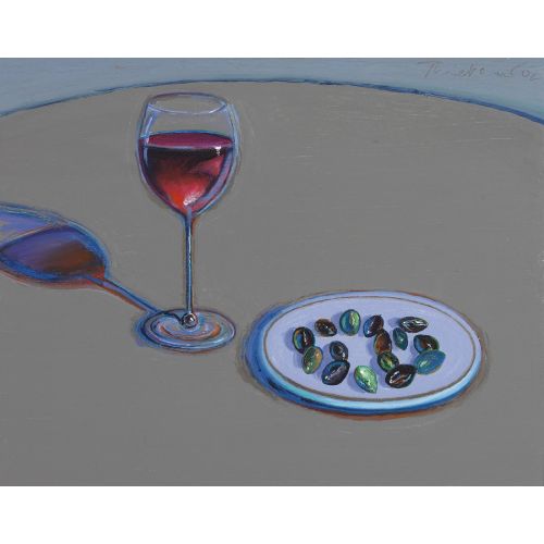 Wayne Thiebaud, Glass Of Wine & Olives Wayne Thiebaud, Glass Of Wine & Olives