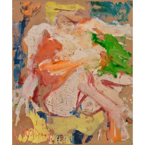 Willem De Kooning, Çıplak Kadın Soyut Dışavurumculuk Sanat Akımları Kanvas Efektli Tablo, Resim Kağıdı Baskısı