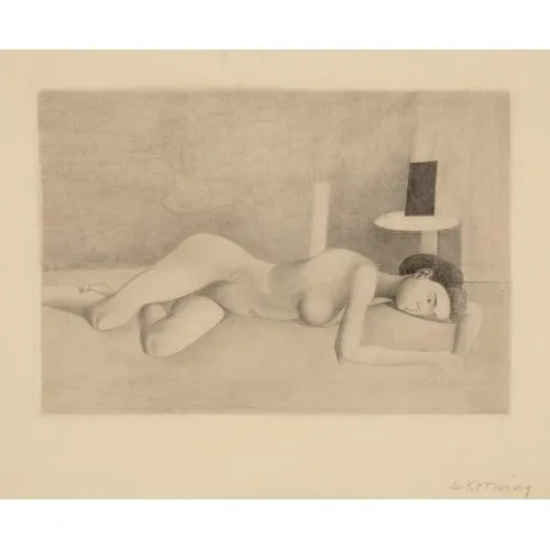 Willem De Kooning, Yatan Çıplak Juliet Browner Modernizm Willem De Kooning, Yatan Çıplak Juliet Browner Modernizm Sanat Akımları Kanvas Efektli Tablo, Resim Kağıdı Baskısı
