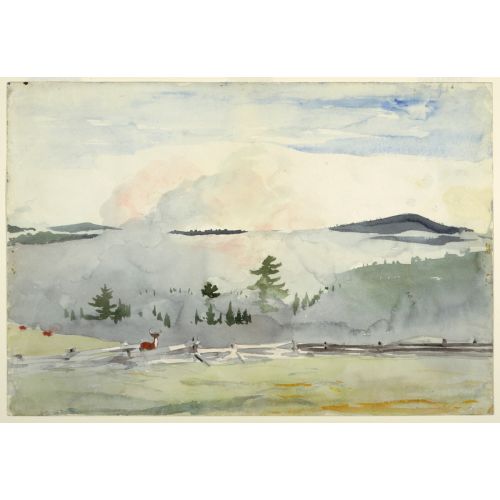 Landscape With Deer In Morning Haze, Winslow Homer