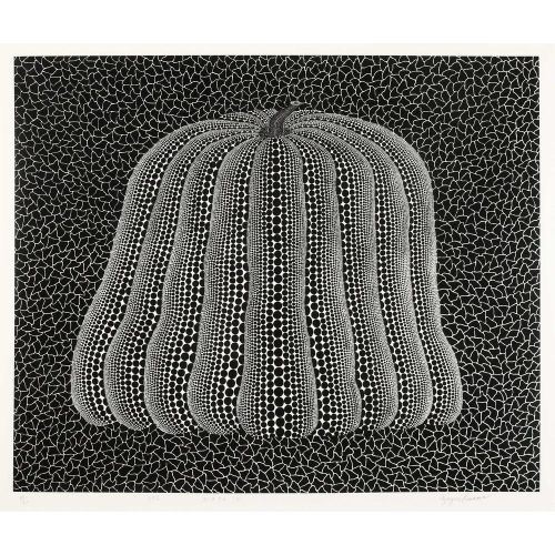 Yayoi Kusama, Pumpkin Black And White 2 Pop Art Art Movements Canvas, Drawing Paper Prints, Reproduction Oil Painting and High