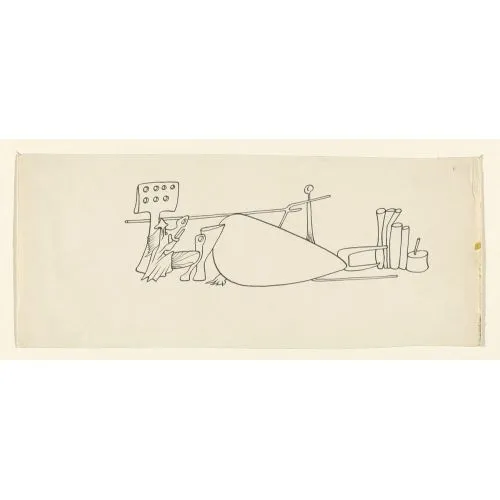 Yves Tanguy, İsimsiz Eskiz 6 Sürrealizm Sanat Akımları Kanvas Efektli Tablo, Resim Kağıdı Baskısı, Reprodüksiyon ve