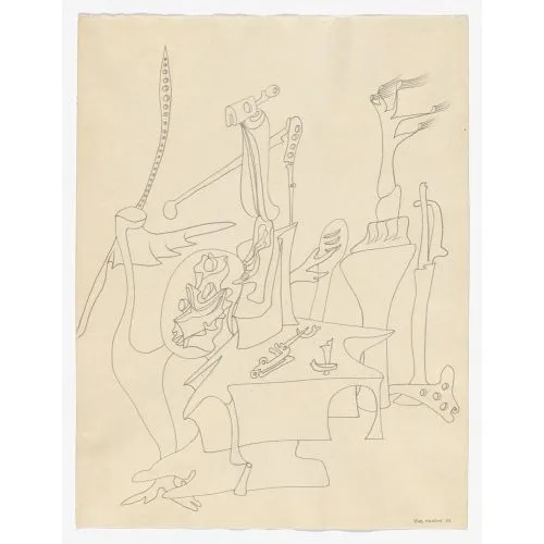Yves Tanguy, Untitled Sketch 27 Surrealism Art Movements Canvas, Drawing Paper Prints, Reproduction Oil Painting and High