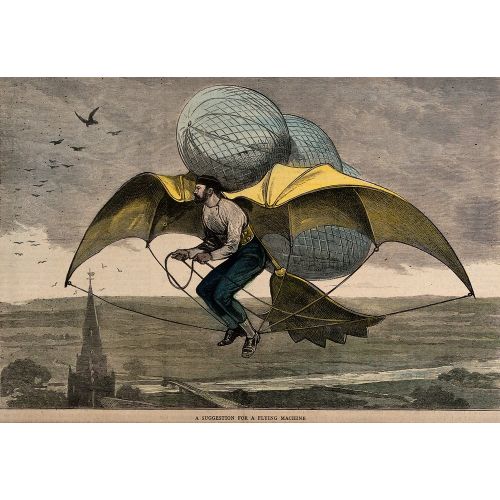 Man Flying With Wings And Balloons Poster Man Flying With Wings And Balloons Poster