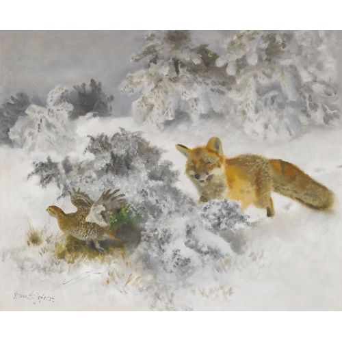 Bruno Liljefors Fox And Black Grouse In Winter Landscape Poster 2 Poster Bruno Liljefors Fox And Black Grouse In Winter Landscape Poster 2 Poster