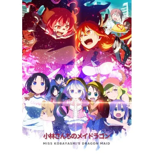 Miss Kobayashis Dragon Maid Anime Manga Posteri Miss Kobayashis Dragon Maid anime ve mangasının posteri, renkli ve eğlenceli