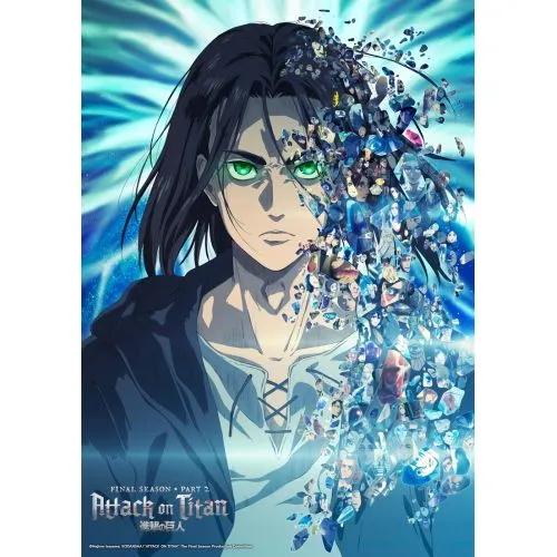 Attack On Titan Poster 15 Attack On Titan Poster 15 features Eren Yeager in his iconic Survey Corps uniform, gripping the