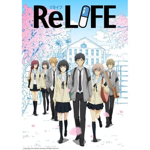 Relıfe Anime Manga Posteri Relife, genç bir adamın hayatını değiştiren gizemli bir deneyimle ilgili olan bir anime ve
