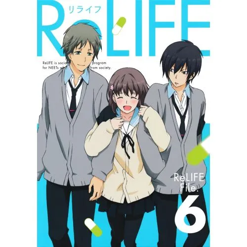 Relife Poster 3 Relife Poster 3 features the main characters of the anime Relife, showcasing their lively and colorful