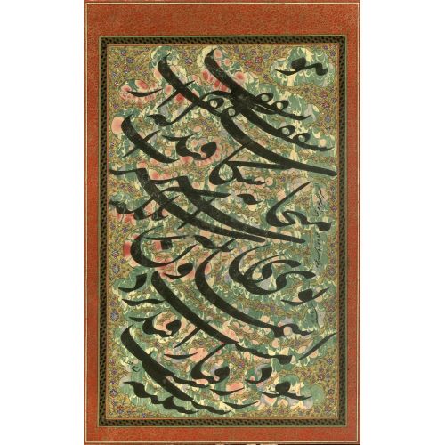 Talik Siyah Meşk, Mirza Gulamrıza İsfahani, 1289 Hüsn-i Hat sanatının zarafetiyle kanvas, poster,reprodüksiyon veya