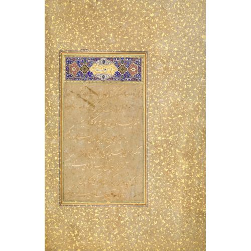 An Illuminated Page From A Divan Of Sultan Husayn Mirza Bayqara, With Découpage Nastaliq Calligraphy, Eastern Persia Calligraphy An Illuminated Page From A Divan Of Sultan Husayn Mirza Bayqara, With Découpage Nastaliq Calligraphy, Eastern Persia Elevate