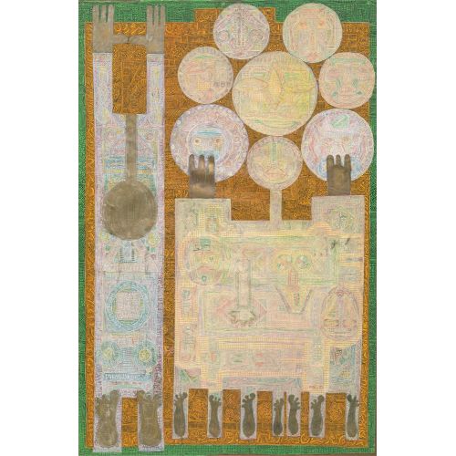 Charles Hossein Zenderoudi, Babam Ve Ben Hüsn-i Hat sanatının zarafetiyle kanvas, poster,reprodüksiyon veya yüksek
