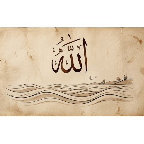 Dalgalar Ve Allah Hat 2 Hüsn-i Hat sanatının zarafetiyle kanvas, poster,reprodüksiyon veya yüksek çözünürlüklü resim