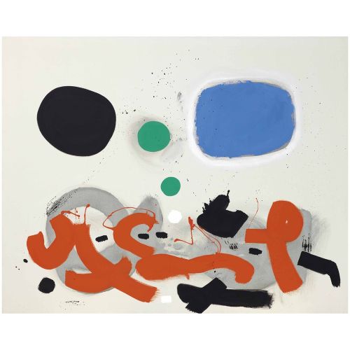 Adolph Gottlieb, Turuncu Kaligrafi Hüsn-i Hat sanatının zarafetiyle kanvas, poster,reprodüksiyon veya yüksek