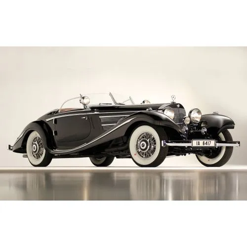 Mercedes 1936 Classic Car Poster The Mercedes 1936 Classic Car Poster features a stunning image of a vintage Mercedes-Benz from