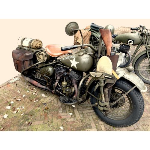 Harley Davidson Wla 45 Motorcycle Poster The Harley Davidson WLA 45 Motorcycle Poster features a vintage illustration of the