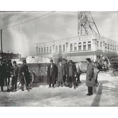 Snow Truck And Cleaning Crew On The 2800 Block Of Chouteau Avenue Poster The poster features a snow truck and cleaning crew on