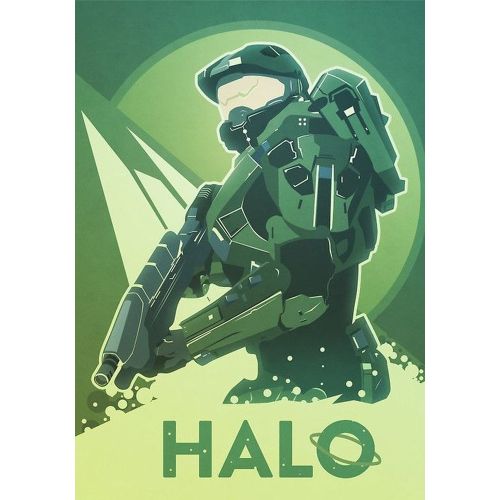 Halo Game Poster The Halo Game Poster features stunning artwork showcasing iconic characters and environments from the popular