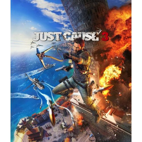 Just Couse 3 Game Poster The Just Cause 3 Game Poster features dynamic action scenes with explosive gameplay, showcasing the
