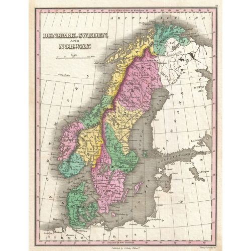 İskandinavya, Norveç, İsveç, Danimarka Haritası Posteri İskandinavya, Norveç, İsveç ve Danimarkanın haritasını