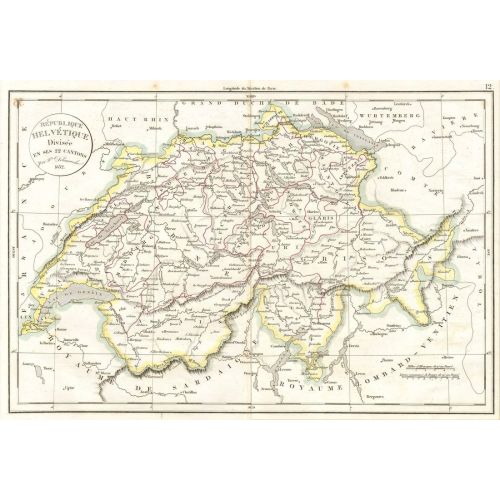 Switzerland 1832 Map Poster Switzerland 1832 Map Poster