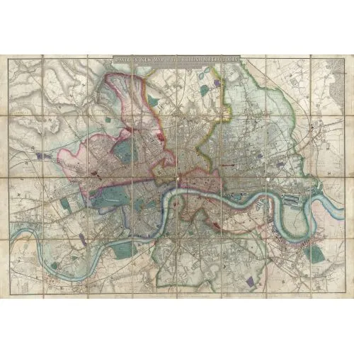 London 1852 Map Poster The London 1852 Map Poster features a detailed map of the city showing streets, landmarks, and