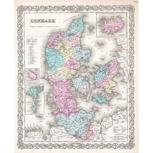 Danimarka 1855 Haritası Posteri Danimarka 1855 Haritası Posteri, o döneme ait Danimarkanın detaylı haritasını