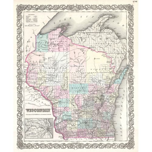 Wisconsin Map Poster Wisconsin Map Poster