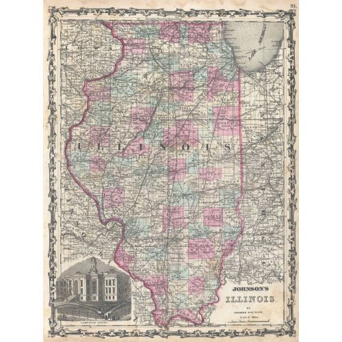 Illinois 1862 Haritası Posteri Illinois 1862 Haritası Posteri