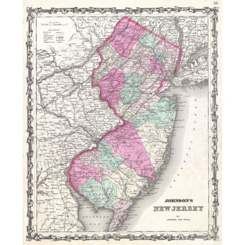 New Jersey 1862 Haritası Posteri New Jersey 1862 Haritası Posteri