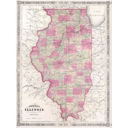 Illinois 1864 Haritası Posteri Illinois 1864 Haritası Posteri