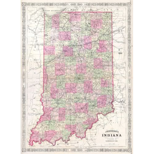 Indiana 1864 Haritası Posteri Indiana 1864 Haritası Posteri