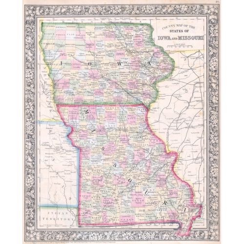Iowa Ve Missouri Haritası Posteri