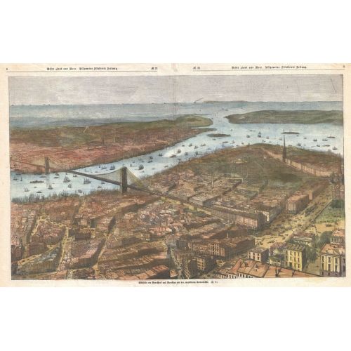 Aşağı Manhattan Brooklyn Köprüsü Ve Brooklyn Haritası Posteri Aşağı Manhattan Brooklyn Köprüsü Ve Brooklyn Haritası Posteri