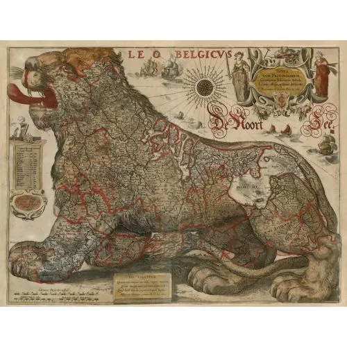 Leo Belgicus Map Poster The Leo Belgicus Map Poster features a unique and stylish depiction of the Low Countries in the shape of