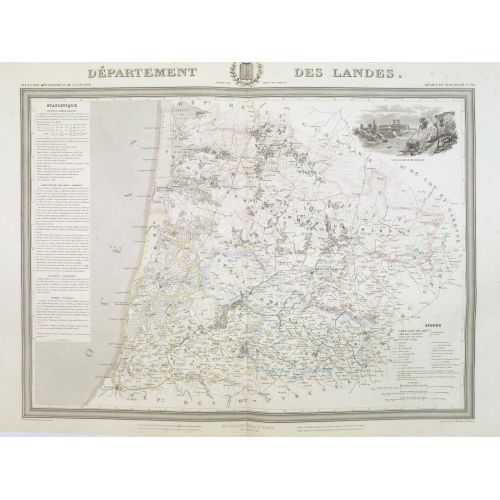 Landes Fransa Haritası Posteri Landes Fransa Haritası Posteri