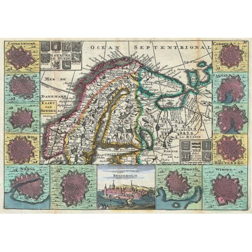 Tarihsel İskandinavya, İsveç, Norveç, Finlandiya Haritası Posteri