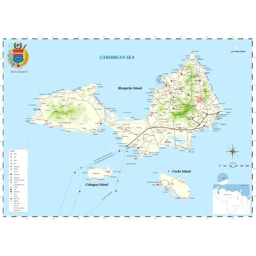 Nueva Esparta Haritası Posteri Nueva Esparta Haritası Posteri, Venezuelanın kuzeydoğusunda yer alan Nueva Esparta eyaletinin