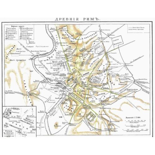 Old Rome Map Poster The Old Rome Map Poster showcases a vintage map of ancient Rome with detailed illustrations and labels of