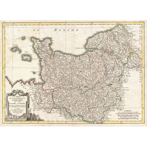 Normandiye, Fransa Haritası Posteri