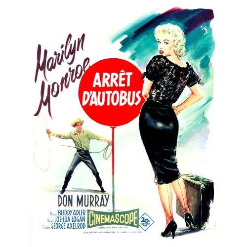 Marilyn Monroe, Bus Stop Movie Poster 4 Marilyn Monroe poses on the Bus Stop movie poster, exuding her iconic beauty and charm.