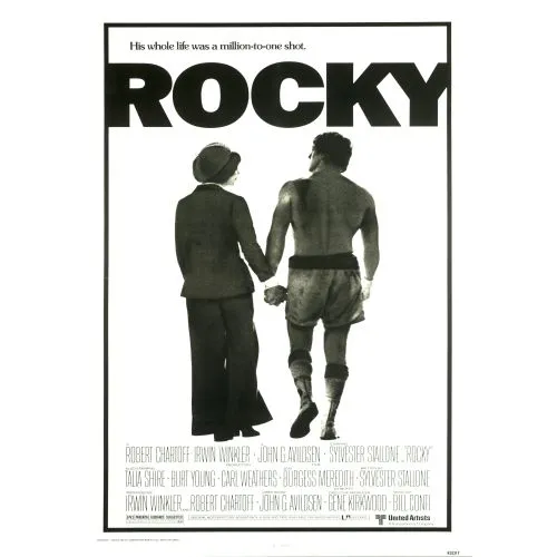 Rocky 1 Film Posteri Rocky 1 film posteri, bu klasik filmi temsil eden ikonik bir yapıttır ve bir ezik hikayesini anlatır.