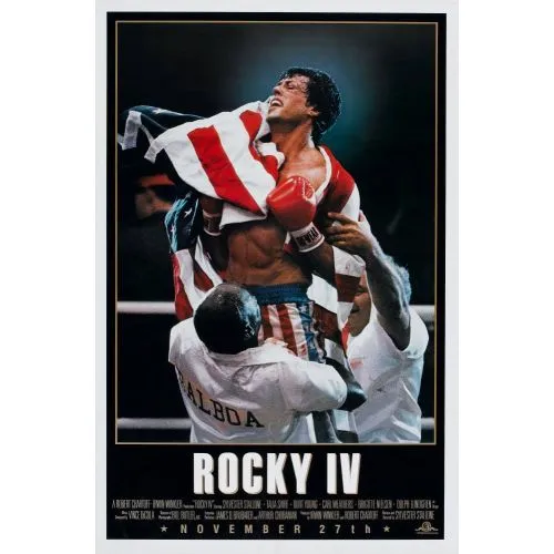 Rocky 4 Movie Poster Movie Poster Rocky 4 Movie Poster This iconic movie poster represents the film Rocky IV, directed by Sylvester Stallone. The primary actors