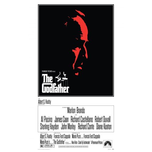 The Godfather Poster The poster of the iconic movie The Godfather, succinctly captures the essence of this timeless cinematic
