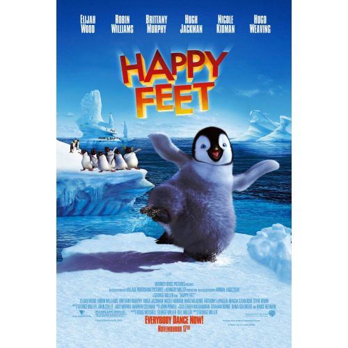 Happy Feet Cartoon Movie Poster The Happy Feet cartoon movie poster showcases a beautiful portrayal of the movies storyline.