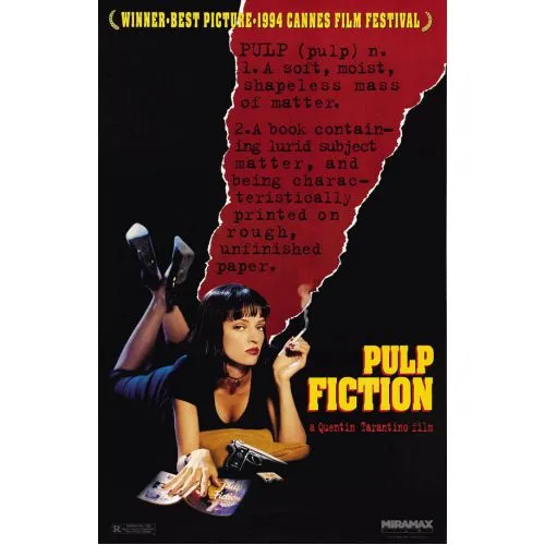 Pulp Fiction-Ucuz Roman Film Posteri Pulp Fiction film posteru, bu ikonik filmi yansıtan benzersiz tarzı yansıtıyor. Quentin