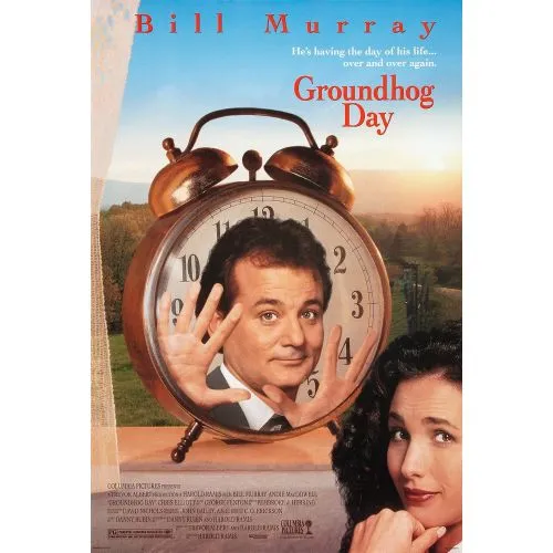 Groundhog Day Movie Poster The Groundhog Day movie poster is a vibrant representation of the comedy-fantasy film released in