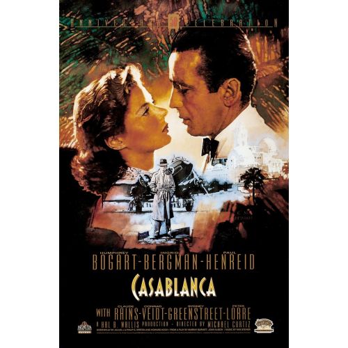 Kazablanka Film Posteri Film posteru Casablanca, Hollywoodda altın çağı temsil eder ve baş karakterleri - Humphrey Bogart